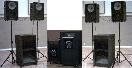 The KODJ Setup with extra Speakers, KODJ Kiosk System for Searching for Music to be played by the DJ and no lights
